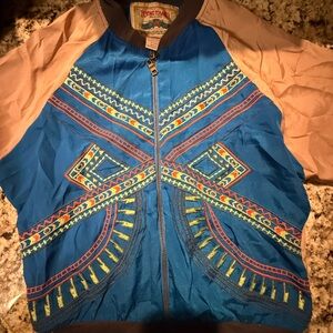 Flying Tomato Blue and Tan Geometric Jacket